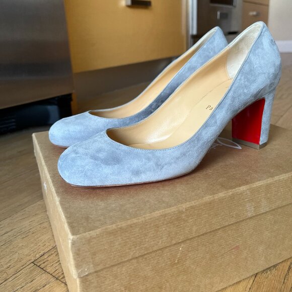 Christian Louboutin 70mm Cadrilla Suede Block-Heel Pumps New, 39.5 - Picture 2 of 9